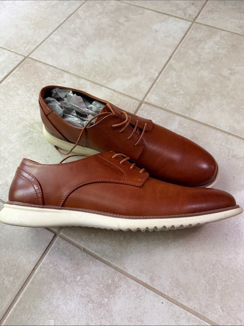 Jousen Milan Men's Casual Derby Shoes in Brown - Classic Leather Lace-Up Sz 12 - Picture 2 of 4